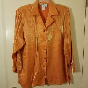 Delta Burke 3X Orange Shimmer Blouse